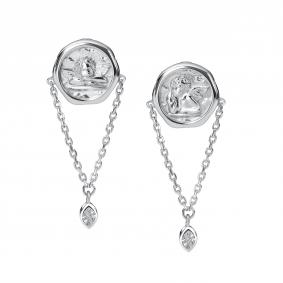 Серебряные серьги АЛЬКОР 02-5727/000Б-00 с бриллиантом 02-5727/000Б-00 фото