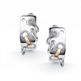 Серебряные серьги АЛЬКОР с золотой накладкой и бриллиантом 02-5732/000Б-00 02-5732/000Б-00 фото