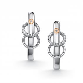Серебряные серьги АЛЬКОР с золотой накладкой и бриллиантом 02-5733/000Б-00 02-5733/000Б-00 фото