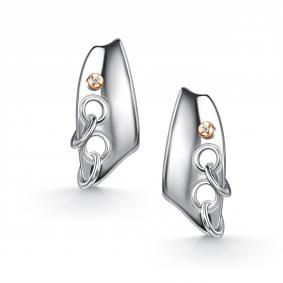 Серебряные серьги АЛЬКОР с золотой накладкой и бриллиантом 02-5735/000Б-00 02-5735/000Б-00 фото