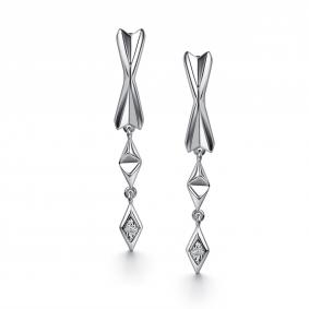 Серебряные серьги АЛЬКОР 02-5740/000Б-00 с бриллиантом 02-5740/000Б-00 фото