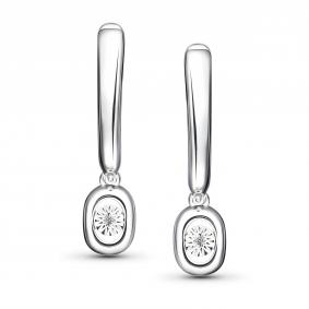 Серебряные серьги АЛЬКОР 02-5742/000Б-00 с бриллиантом 02-5742/000Б-00 фото