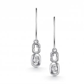 Серебряные серьги АЛЬКОР 02-5743/000Б-00 с бриллиантом 02-5743/000Б-00 фото