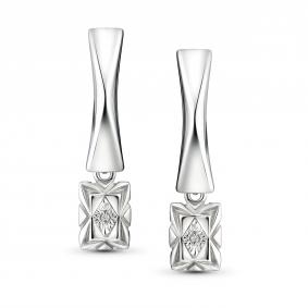 Серебряные серьги АЛЬКОР 02-5744/000Б-00 с бриллиантом 02-5744/000Б-00 фото