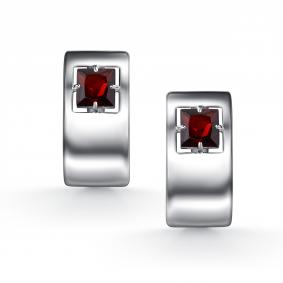 Серебряные серьги АЛЬКОР 02-5771/00ГР-00 с гранатом 02-5771/00ГР-00 фото