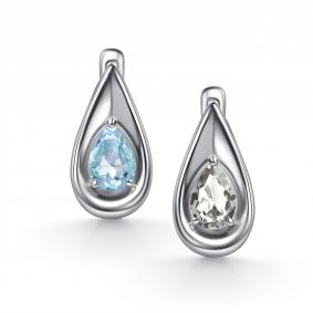 Серебряные серьги АЛЬКОР 02-5772/ГХТБ-00 с топазом и горным хрусталём 02-5772/ГХТБ-00 фото