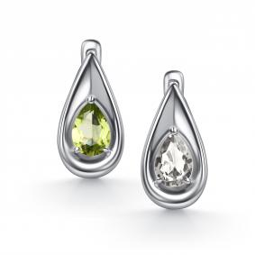 Серебряные серьги АЛЬКОР 02-5772/ГХХР-00 с хризолитом и горным хрусталём 02-5772/ГХХР-00 фото