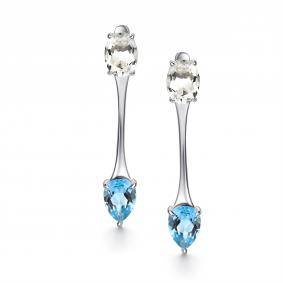 Серебряные серьги АЛЬКОР 02-5773/ГХТБ-00 с топазом и горным хрусталём 02-5773/ГХТБ-00 фото