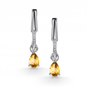 Серебряные серьги АЛЬКОР 02-5784/00ЦТ-00 с цитрином 02-5784/00ЦТ-00 фото