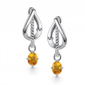 Серебряные серьги АЛЬКОР 02-5785/00ЦТ-00 с цитрином 02-5785/00ЦТ-00 фото