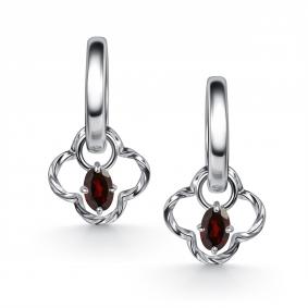 Серебряные серьги-трансформеры АЛЬКОР с гранатом 02-5790/00ГР-00 02-5790/00ГР-00 фото
