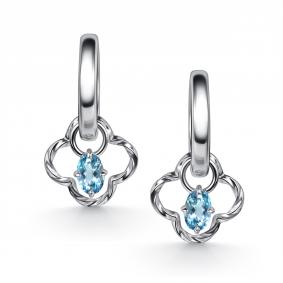 Серебряные серьги-трансформеры АЛЬКОР с топазом 02-5790/00ТБ-00 02-5790/00ТБ-00 фото
