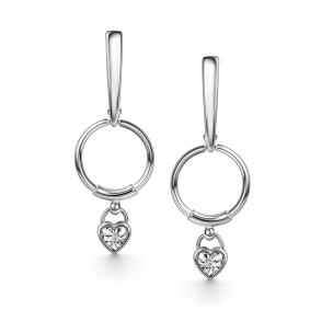 Серебряные серьги АЛЬКОР 02-5800/000Б-00 с бриллиантом 02-5800/000Б-00 фото