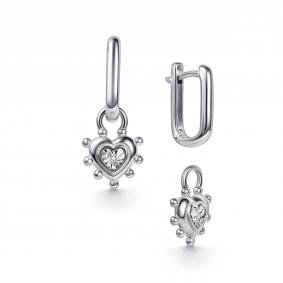 Серебряные серьги-трансформеры АЛЬКОР с бриллиантом 02-5802/000Б-00 02-5802/000Б-00 фото