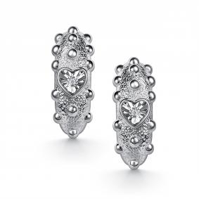 Серебряные серьги АЛЬКОР 02-5804/000Б-00 с бриллиантом 02-5804/000Б-00 фото