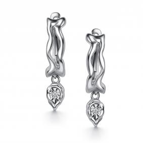 Серебряные серьги АЛЬКОР 02-5806/000Б-00 с бриллиантом 02-5806/000Б-00 фото