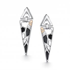 Серебряные серьги АЛЬКОР с золотой накладкой и бриллиантом 02-5809/000Б-17 02-5809/000Б-17 фото