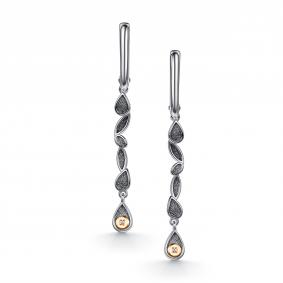 Серебряные серьги АЛЬКОР с золотой накладкой и бриллиантом 02-5811/000Б-17 02-5811/000Б-17 фото