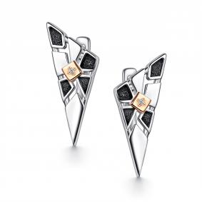 Серебряные серьги АЛЬКОР с золотой накладкой и бриллиантом 02-5812/000Б-17 02-5812/000Б-17 фото