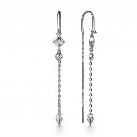 Серебряные серьги АЛЬКОР 02-5814/000Б-00 с бриллиантом 02-5814/000Б-00 фото