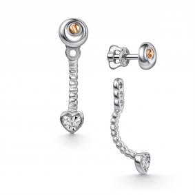 Серебряные серьги-трансформеры АЛЬКОР с золотой накладкой и бриллиантом 02-5817/000Б-00 02-5817/000Б-00 фото