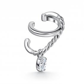 Одиночная серьга из серебра АЛЬКОР с фианитом 02-5821/00КЦ-00 02-5821/00КЦ-00 фото