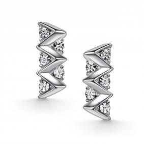 Серебряные серьги АЛЬКОР 02-5857/000Б-00 с бриллиантом 02-5857/000Б-00 фото