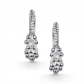 Серебряные серьги АЛЬКОР 02-5868/000Б-00 с бриллиантом 02-5868/000Б-00 фото