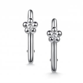 Серебряные серьги АЛЬКОР 02-5870/000Б-00 с бриллиантом 02-5870/000Б-00 фото