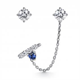 Серебряные серьги АЛЬКОР 02-5876/00ГХ-00 с фианитом и горным хрусталём 02-5876/00ГХ-00 фото