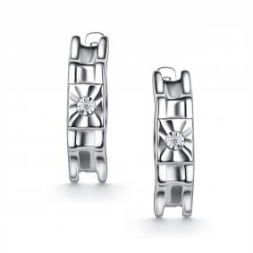 Серебряные серьги АЛЬКОР 02-5892/000Б-00 с бриллиантом 02-5892/000Б-00 фото