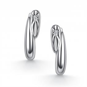 Серебряные серьги АЛЬКОР 02-5895/000Б-00 с бриллиантом 02-5895/000Б-00 фото