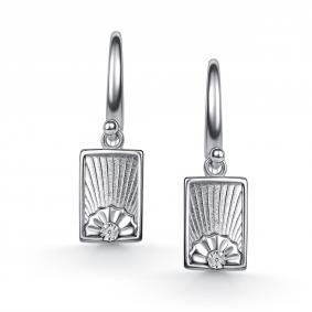 Серебряные серьги АЛЬКОР 02-5896/000Б-00 с бриллиантом 02-5896/000Б-00 фото