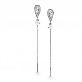 Серебряные серьги-кресты АЛЬКОР с фианитом 02-5898/00КЦ-00 02-5898/00КЦ-00 фото