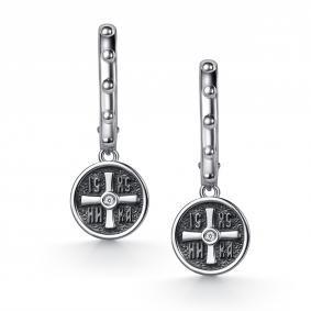 Серьги из черненого серебра АЛЬКОР 02-5903/00КЦ-17 с фианитом 02-5903/00КЦ-17 фото