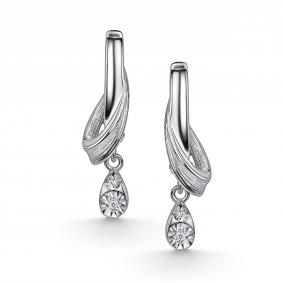 Серебряные серьги АЛЬКОР 02-5905/000Б-00 с бриллиантом 02-5905/000Б-00 фото