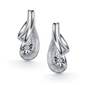Серебряные серьги АЛЬКОР 02-5907/000Б-00 с бриллиантом 02-5907/000Б-00 фото