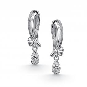 Серебряные серьги АЛЬКОР 02-5908/000Б-00 с бриллиантом 02-5908/000Б-00 фото