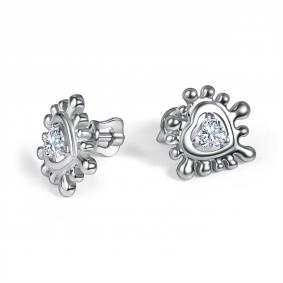 Серебряные серьги АЛЬКОР 02-5909/00КЦ-00 с фианитом 02-5909/00КЦ-00 фото