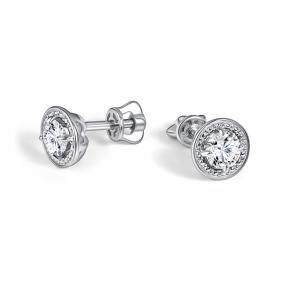 Серебряные серьги АЛЬКОР 02-5913/000М-00 с муассанитом 02-5913/000М-00 фото