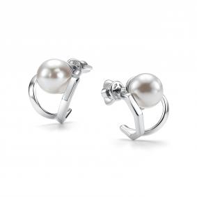Серебряные серьги АЛЬКОР 02-5932/0ЖСВ-00 с жемчугом 02-5932/0ЖСВ-00 фото