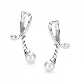 Серебряные серьги АЛЬКОР 02-5934/0ЖСВ-00 с жемчугом 02-5934/0ЖСВ-00 фото