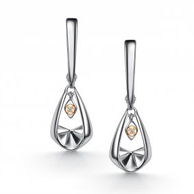Серебряные серьги АЛЬКОР с золотой накладкой и бриллиантом 02-5944/000Б-00 02-5944/000Б-00 фото