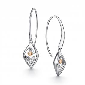 Серебряные серьги АЛЬКОР 02-5948/000Б-00 с бриллиантом 02-5948/000Б-00 фото
