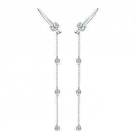 Серебряные серьги АЛЬКОР 02-5955/00СВ-00 с фианитом 02-5955/00СВ-00 фото