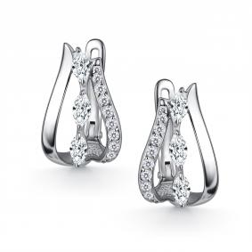 Серебряные серьги АЛЬКОР 02-5973/00КЦ-00 с фианитом 02-5973/00КЦ-00 фото