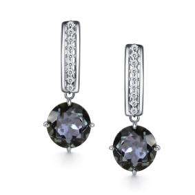 Серебряные серьги АЛЬКОР 02-5998/0ЧГХ-00 с фианитом и горным хрусталём 02-5998/0ЧГХ-00 фото