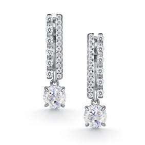 Серебряные серьги АЛЬКОР 02-6001/00ГХ-00 с фианитом и горным хрусталём 02-6001/00ГХ-00 фото