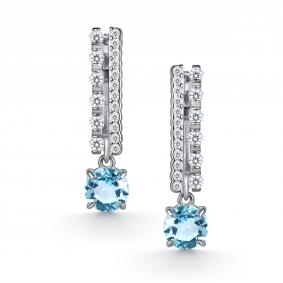 Серебряные серьги АЛЬКОР 02-6001/00ТБ-00 с топазом и фианитом 02-6001/00ТБ-00 фото