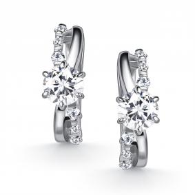 Серебряные серьги АЛЬКОР 02-6003/00ГХ-00 с фианитом и горным хрусталём 02-6003/00ГХ-00 фото
